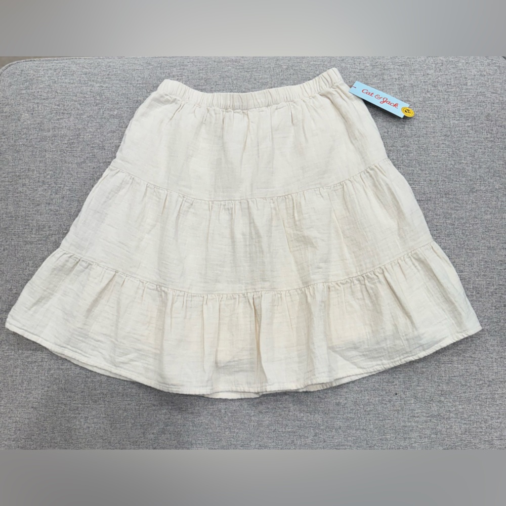 Cat & Jack Cream Tiered Skater Skirt with Elastic Waist